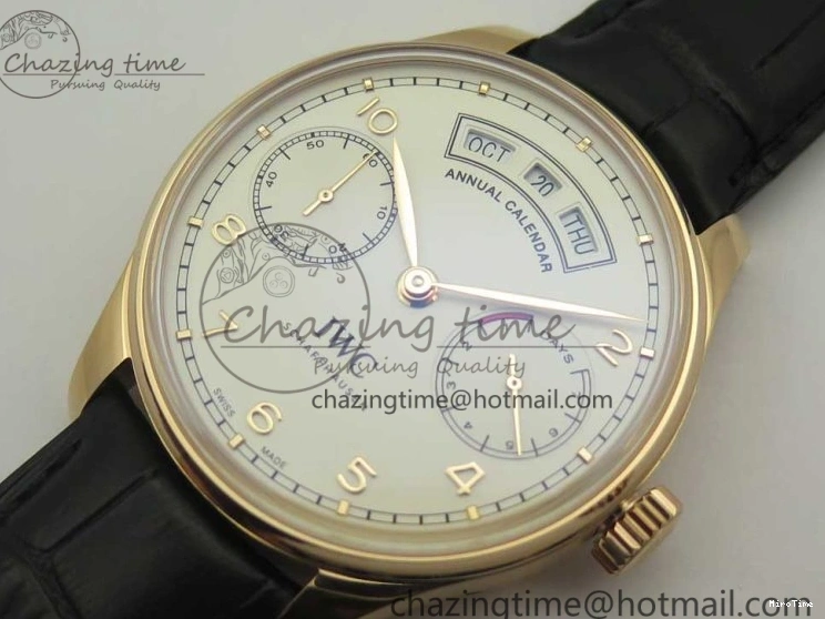 MIROTIME 0406 Thermal Portuguese Real PR Real Annual Calendar IW503501 RG ZF 1:1 Best Edition White Dial on Black Leather Strap A 7150